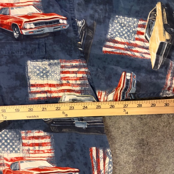 North River Button Down Shirt Mens XXL Blue American Flag Muscle Cars  Country - Picture 8 of 9